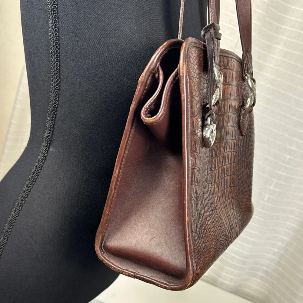 Vintage Brighton Leather /Faux Aligátor Structure Handbag Purse Travel Shoulder